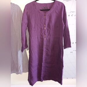 Purple linen tunic dress